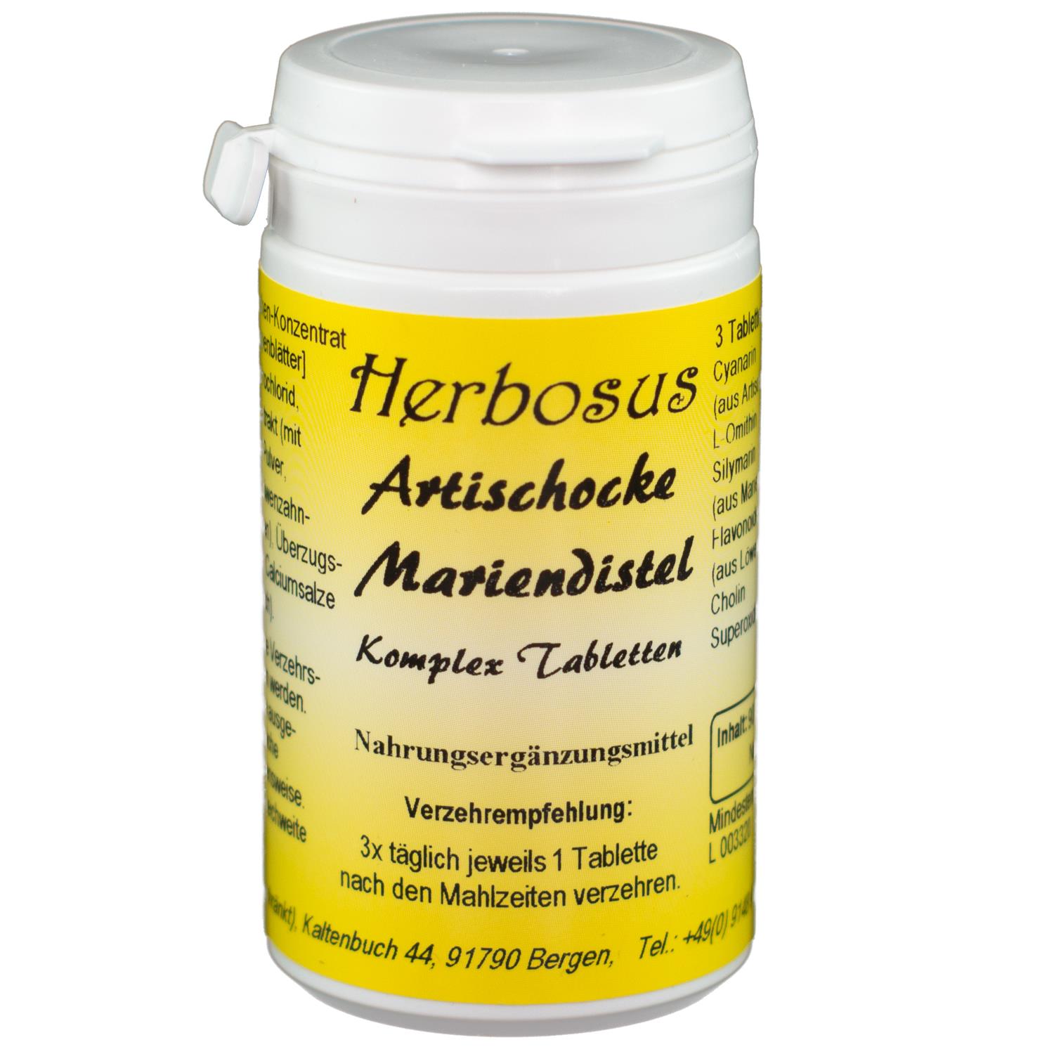 Artischocke Mariendistel Komplex Tablette von Herbosus