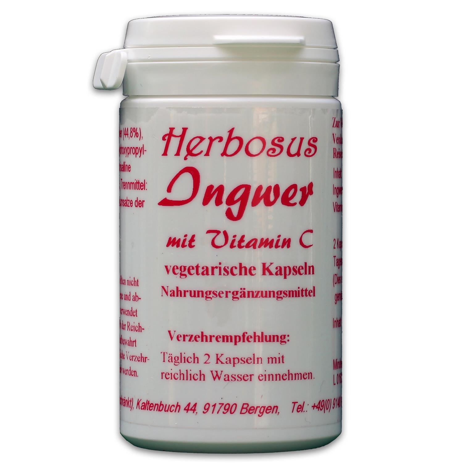 Ingwer mit Vitamin C vegetarische Kapseln von Herbosus